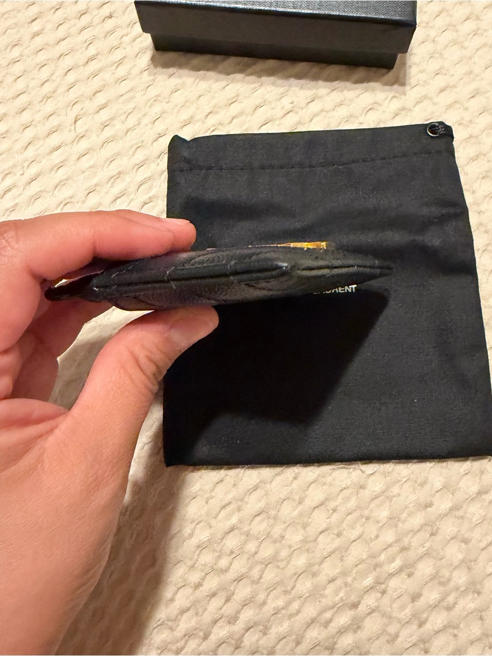 Saint Laurent Black Leather YSL Gold-Logo Card Case - Picture 7 of 10